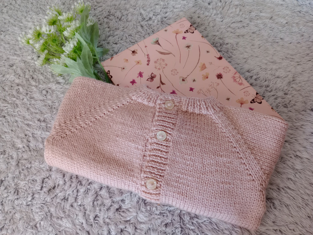 Round Neck Cardigan - Dusky pink