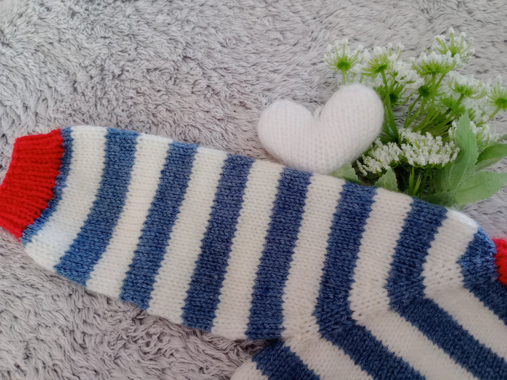 Slouchie Jumper - Blue & Cream striped