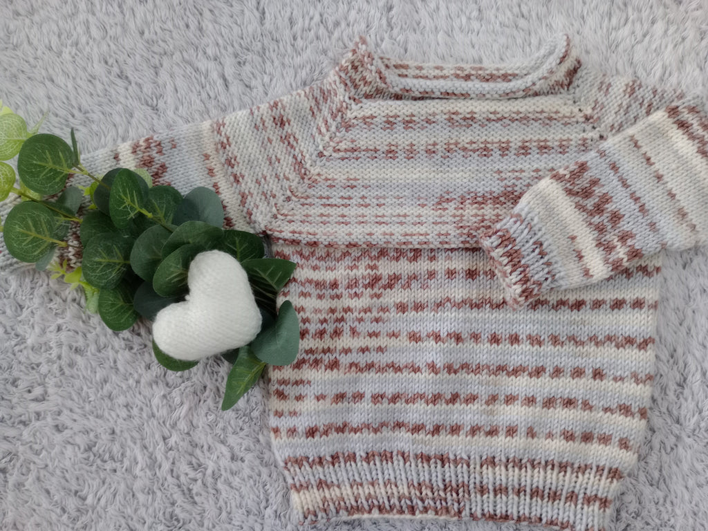 Boat neck Jumper - Brown & Blue mix